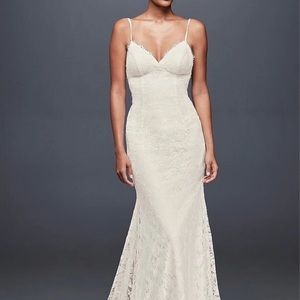 Galina Lace Low Back Wedding Dress Ivory